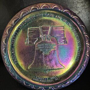 Carnival Glass American Bicentennial (1776-1976) 8" Bluish Decorative Plate Box